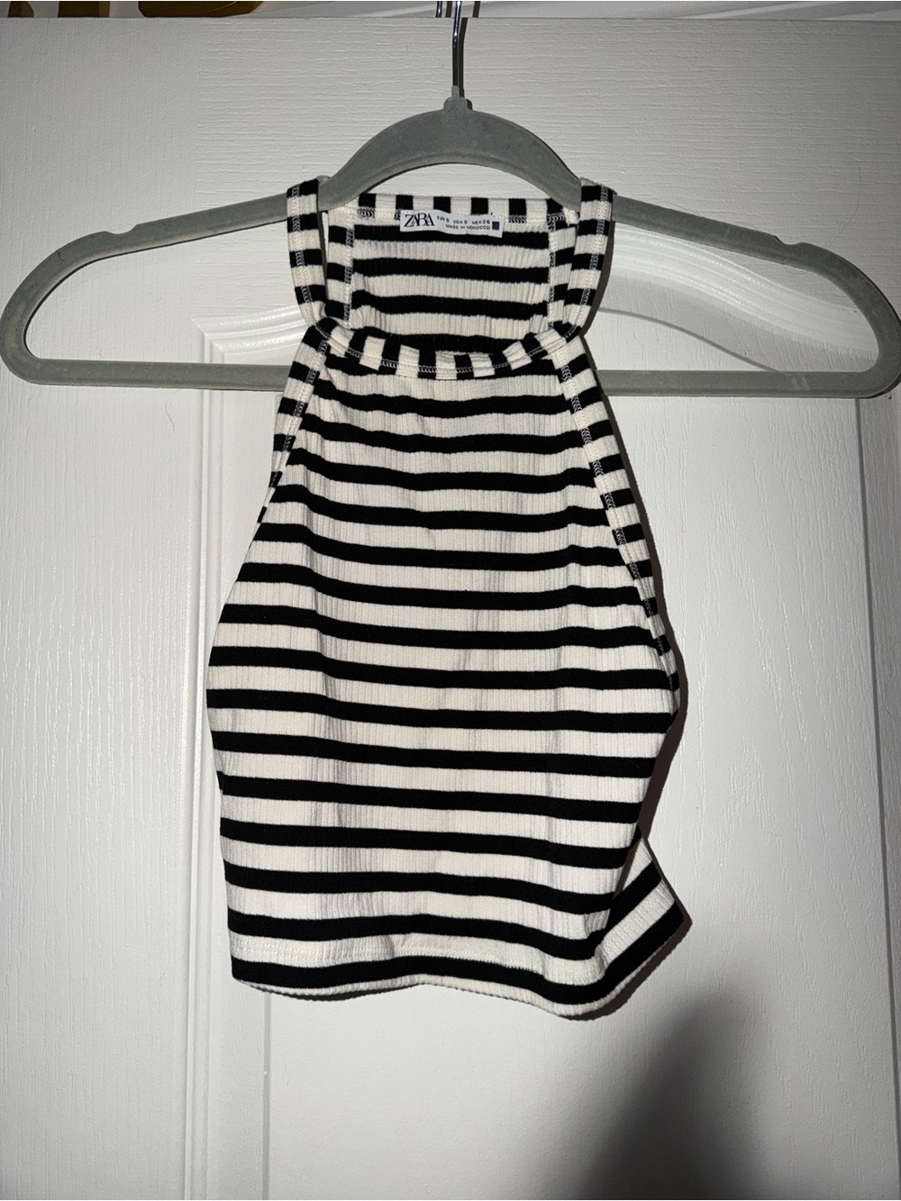 Zara Black & White Striped Halter Crop Top
